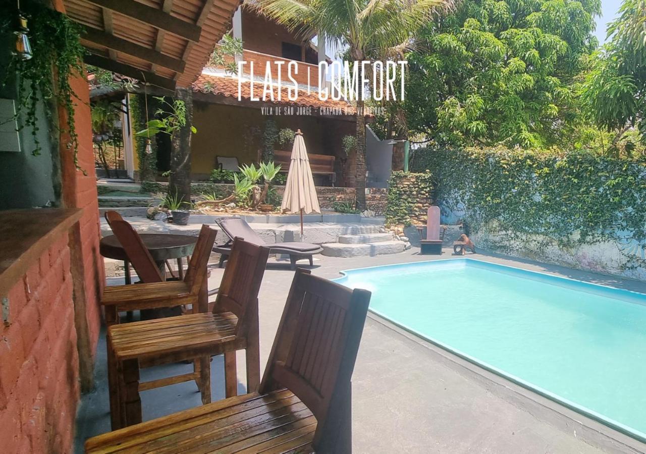 Hotel Novidade Flats Comfort Na Vila De Sao Jorge - Chapada Dos Veadeiros Exterior foto